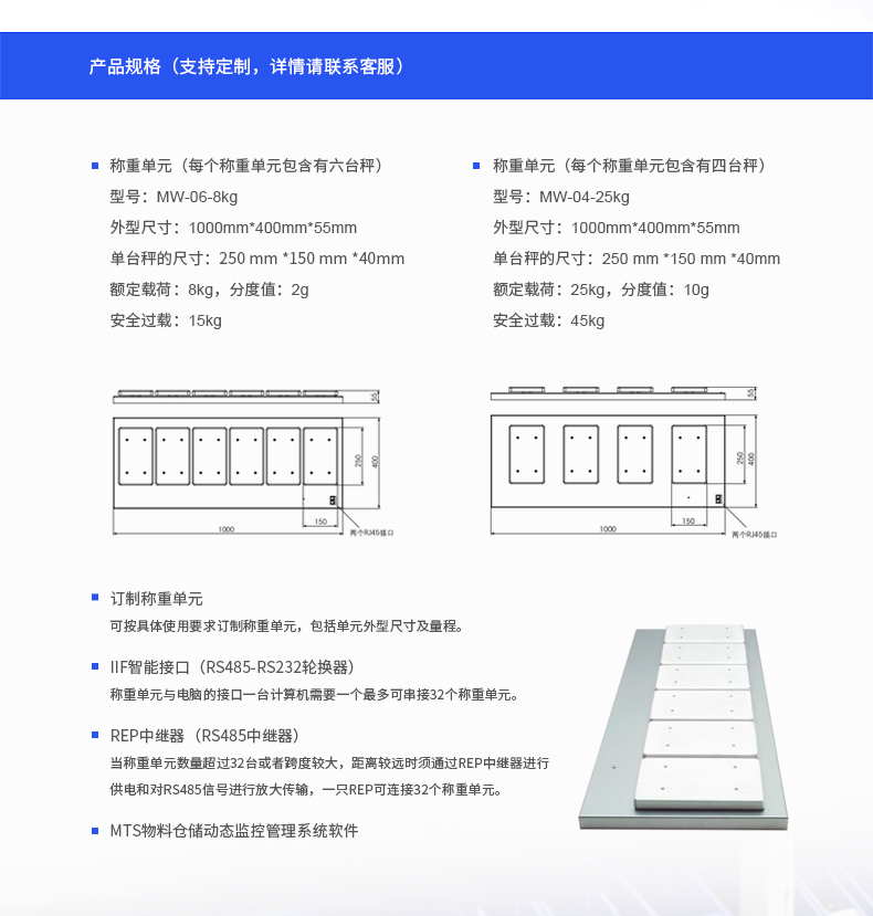 重力感应智能货架用称重模块